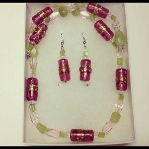 Handmade necklace and earring set